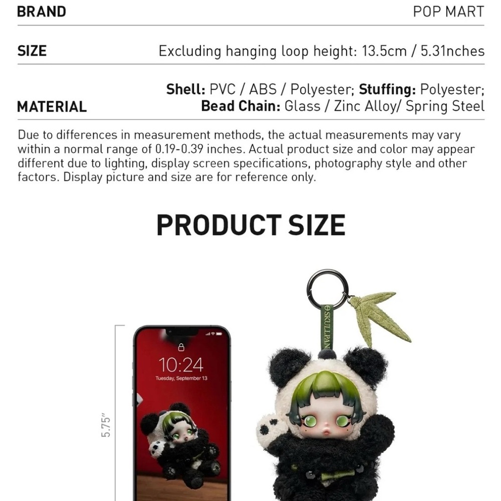 POPMART SKULLPANDA lazy Panda Plush Doll Pendant NEW - Picture 8 of 8